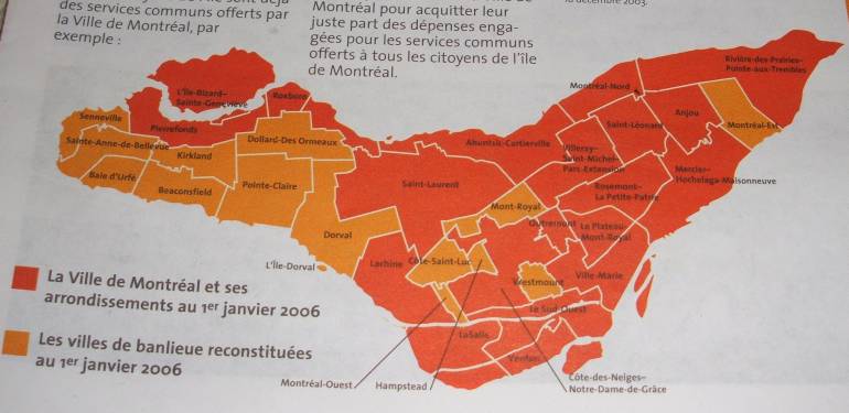 Karte der Île de Montréal ab 1. Januar 2006. Foto: Paul Morf Gronert